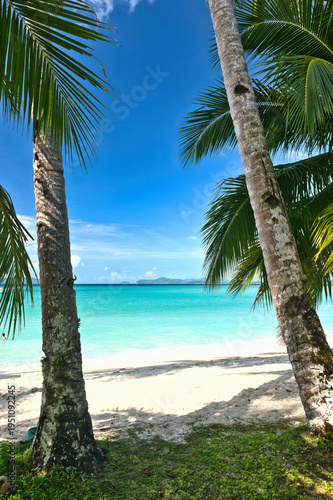 PALAWAN, PHILIPPINES - DECEMBER 21, 2023: Tropical islands  in El Nido on Palawan Island in the Philippines. 6 million tourists visited Philippines in 2016. On a hot sunny afternoon. Beautiful scenery