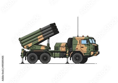 Military Rocket Launcher Vehicle Illustration