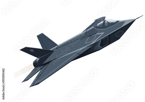 Sleek, modern stealth fighter jet soaring through the sky with powerful engine exhaust, depicting advanced aerial combat technology