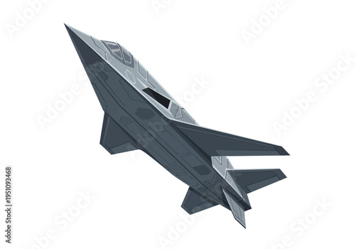 A sleek, futuristic stealth fighter jet soaring through the sky, showcasing advanced aerospace design