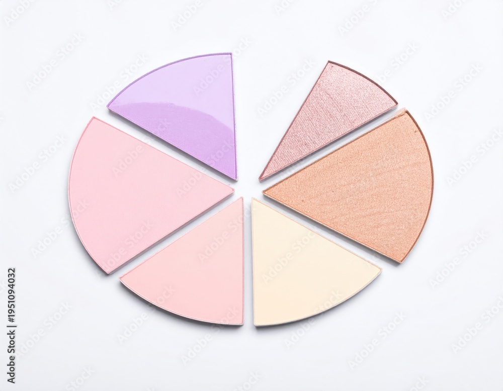 Obraz premium Pastel makeup palette in a pie chart configuration