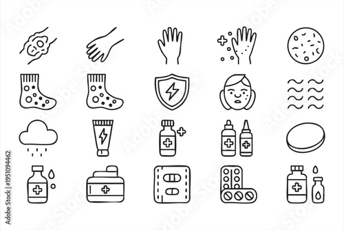 Healthcare Allergy Diagnosis And Medical Treatment Vector Icon Pack