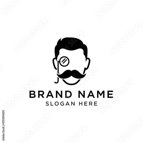 Elegant Gentleman Logo - A Monocled Man with a Distinguished Moustache.