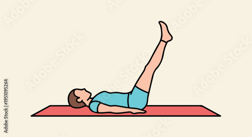 Person lying on their back on a mat, lifting legs straight up