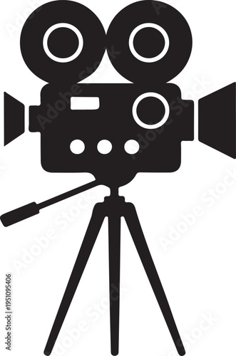 Classic film camera on a tripod capturing a cinematic moment