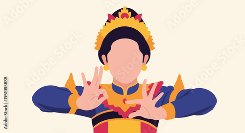 Woman in ornate traditional costume with elaborate headwear and jewelry