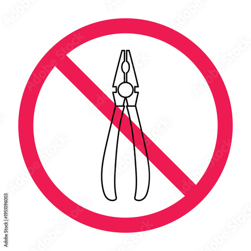 No pliers sign, no tools required, do not touch equipment symbol, no equipment needed, maintenance not required 