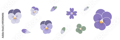 Minimalist edible pansies and violets icons – Great for bakery branding, floral cake decoration, or culinary education.