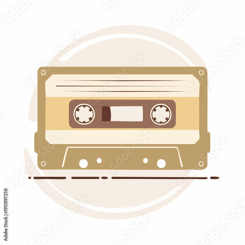 Retro audio cassette tape representing vintage music playback and classic sound technology, a nostalgic symbol of analogue media