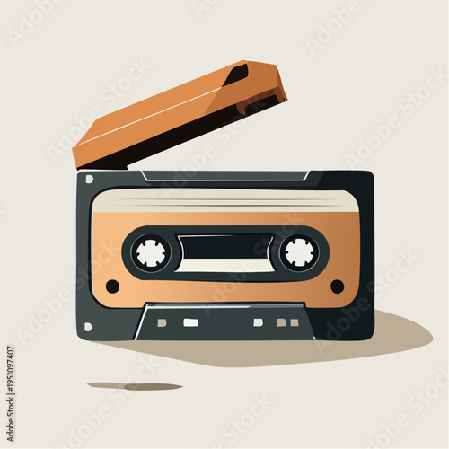 Retro cassette tape with lid open, a nostalgic piece of audio technology