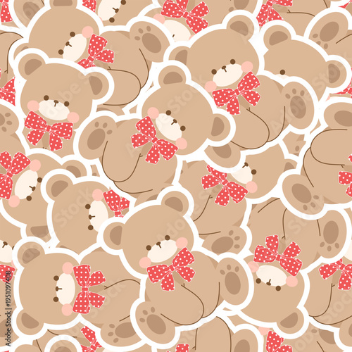 seamless pattern with teddy bear cute cartoon fabric design
