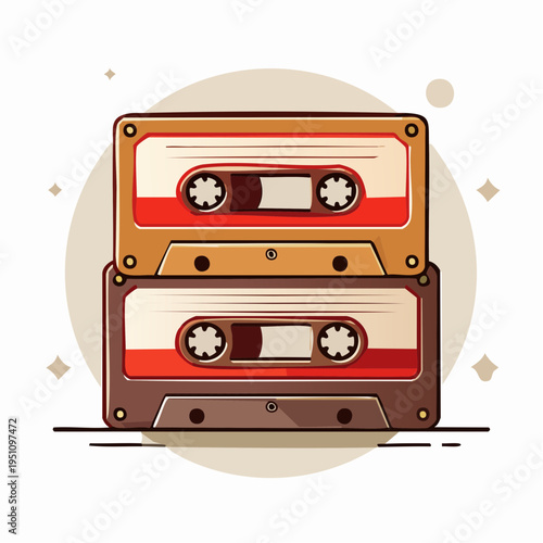 Vibrant stack of vintage audio cassettes, evoking nostalgia for classic music, retro technology, and a bygone era of sound recording and analog media culture