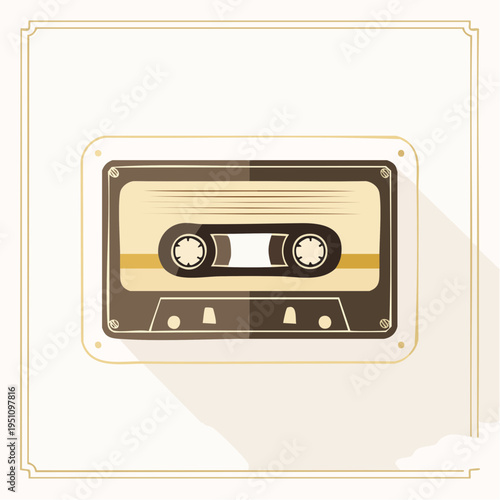 Retro audio cassette tape, a vintage music recording medium for nostalgic playback