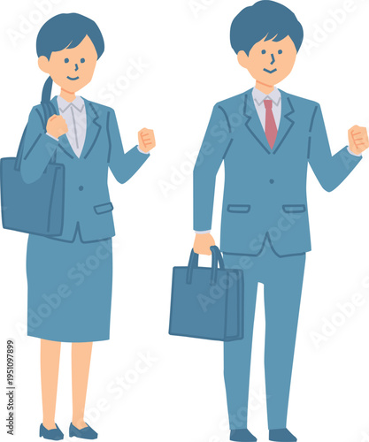 フレッシュなスーツ姿の男女のイラスト