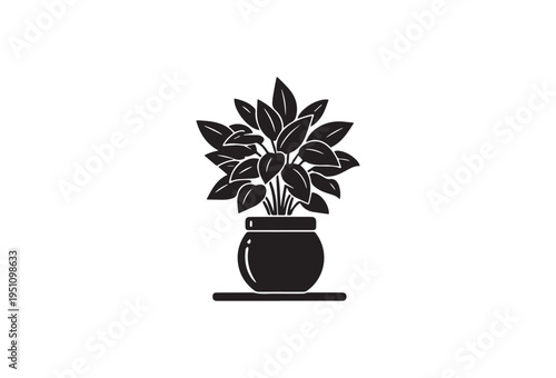 Black vector potted plant icon