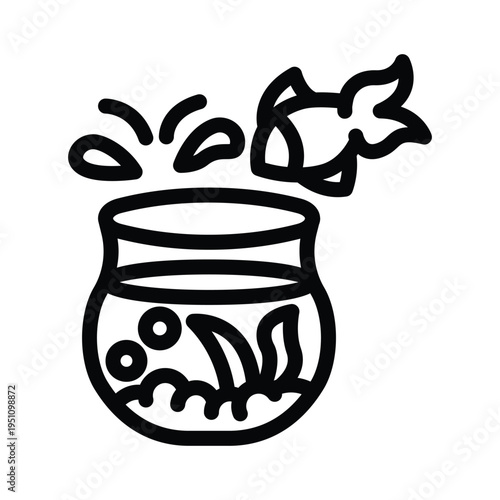 fishbowl line icon illustration vector graphic.eps