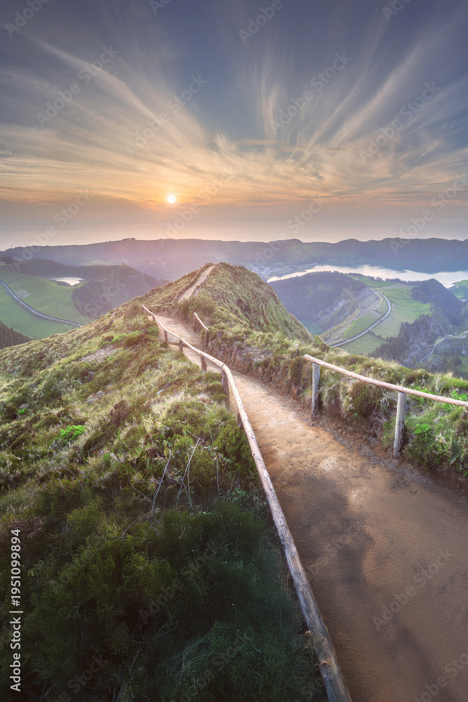 Naklejka premium Mountain landscape Ponta Delgada island, Azores