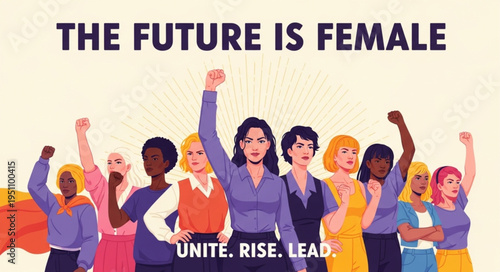 Diverse group of women united for female empowerment and leadership.