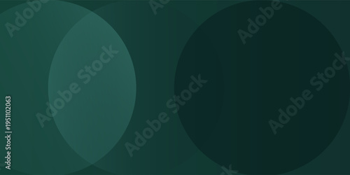 A dark green background with smooth, overlapping circles. The background is green with a gradient texture, creating a modern, abstract style. Minimal abstract circles vector gradient background