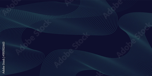 Dark blue, Green abstract banner background with glowing geometric lines. Navy blue gradient shiny lines pattern Futuristic technology web background for Science, cover, website, header, brochure