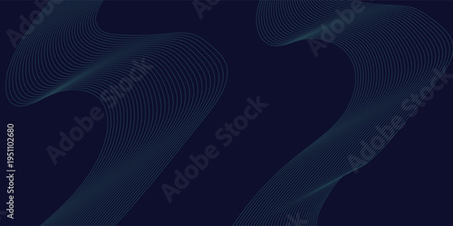 Dark blue, Green abstract banner background with glowing geometric lines. Navy blue gradient shiny lines pattern Futuristic technology web background for Science, cover, website, header, brochure