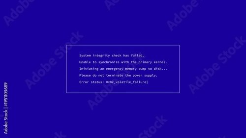 Blue screen system error background text in the frame video 4k 30fps