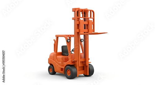 Cute orange toy forklift on a black base