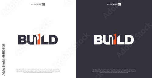 BUILD1 Logo Design - Minimalist and Modern Wordmark Illustration