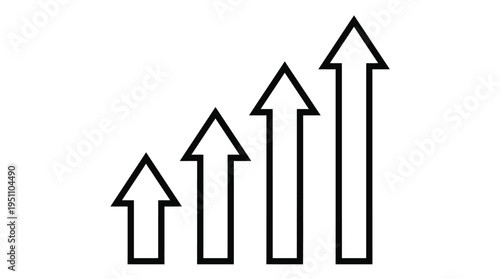 Four progressively taller arrows pointing upwards creating a growth chart silhouette