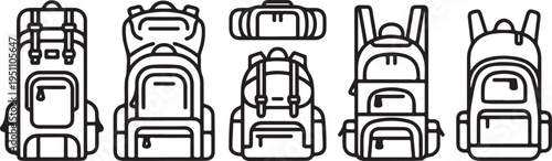 Illustration of various backpacks and duffel bags in a row Vector