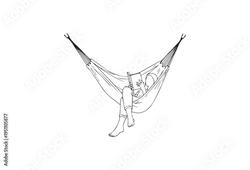 Vector illustration of a person relaxing in a hammock