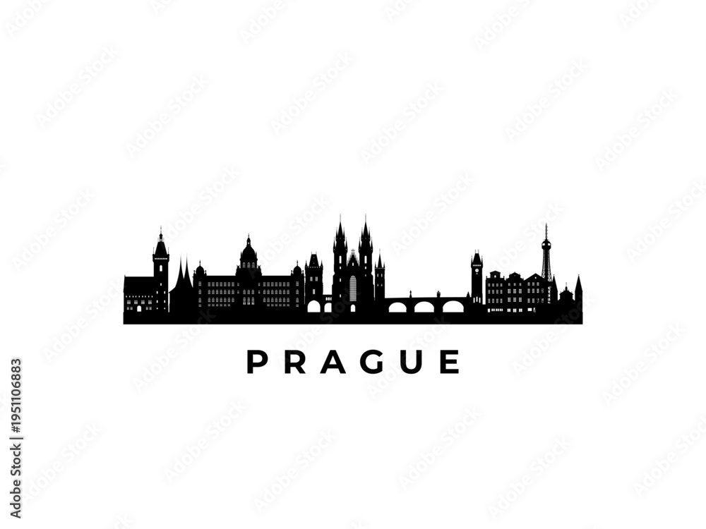 Fototapeta premium Vector Prague skyline. Travel Prague famous landmarks. Business and tourism concept for presentation, banner, web site.