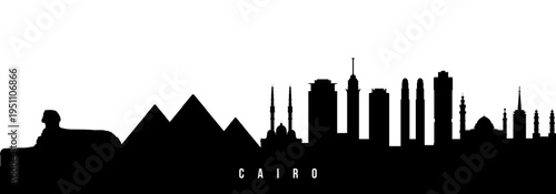 Vector silhouette illustration of Cairo city urban skyline. Modern minimalist cityscape graphic, perfect for travel, banners or backgrounds.
