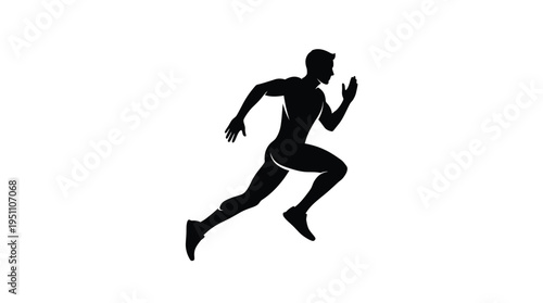 A dynamic image of a man sprinting forward captured as a striking black silhouette
