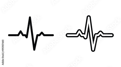Two distinct electrocardiogram waveforms are displayed with a simple black outline silhouette