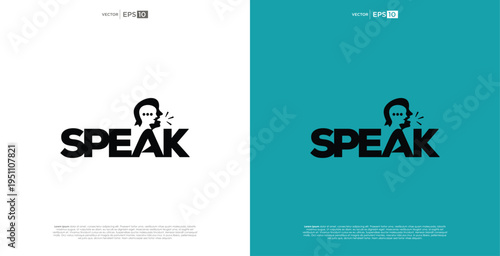 SPEAK word art with human head silhouette illustration