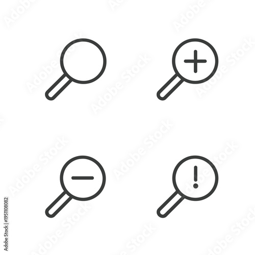 Zoom In Zoom Out Search Icons Set, Magnifying Glass Plus Minus Symbols
