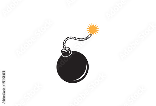 Vector bomb icon with lit fuse