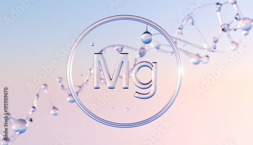 Magnesium Element Conceptual Illustration for Health and Wellness Molecular Structure Light Background.
