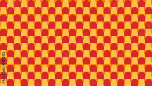 Retro Geometric Pattern in Red Yellow and Orange vector illustration
