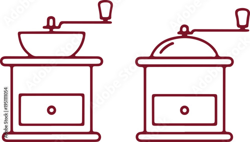 Illustration of two different types of vintage coffee grinders