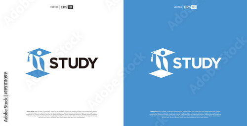 Modern Vector Logo Representing Academic Study and Lifelong Learning Journey Graphic Design Concept