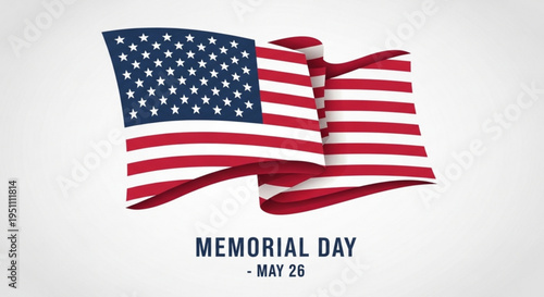 American flag waves on memorial day may 26th patriotic symbol