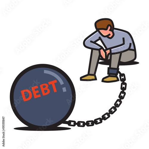 Man In Chain with Debt Ball.