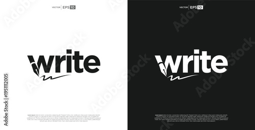 Stylish wordmark design featuring 'write' with an integrated pen flourish