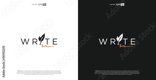 Writing Inspiration Logo - Pen Nib and Leaf Design