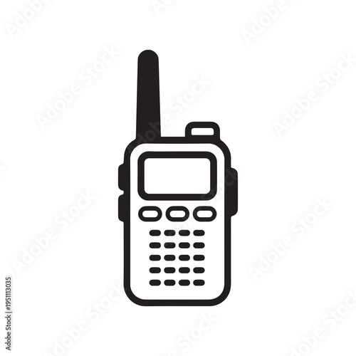 Vector walkie talkie icon, black and white
