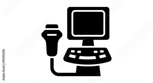 Medical Ultrasound Machine Icon for Diagnostic Imaging and Sonography