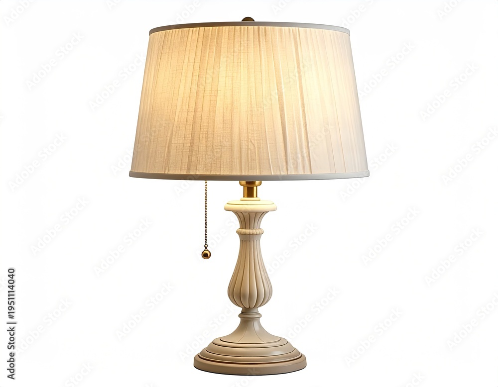 Obraz premium Elegant lamp with a fabric shade, lit