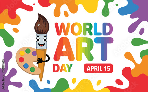 Celebratory day with colorful paint splatters and a painter